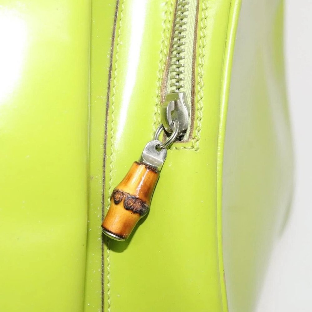 GUCCI Bamboo Body Bag Patent leather Green - Picture 12 of 16